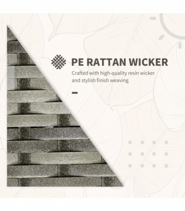 3 PCs PE Rattan Garden Sofa Set w/ 2 Chairs & Storage Table Mixed Grey