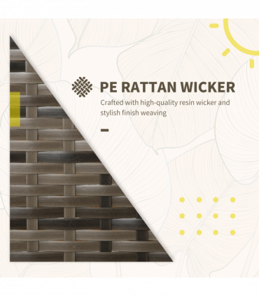 3 Piece PE Rattan Garden Sofa Set w/ 2 Chairs & Storage Table Grey Outsunny