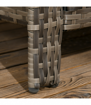 3 Piece PE Rattan Garden Sofa Set w/ 2 Chairs & Storage Table Grey Outsunny