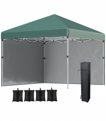 3 x 3 (M) Pop Up Gazebo Event Shelter with 2 Sidewalls, Weight Bags, Green