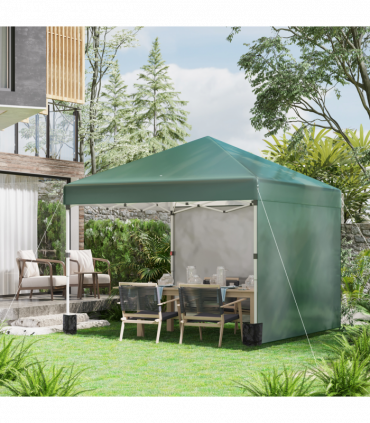 3 x 3 (M) Pop Up Gazebo Event Shelter with 2 Sidewalls, Weight Bags, Green