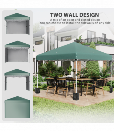 3 x 3 (M) Pop Up Gazebo Event Shelter with 2 Sidewalls, Weight Bags, Green