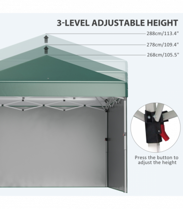 3 x 3 (M) Pop Up Gazebo Event Shelter with 2 Sidewalls, Weight Bags, Green