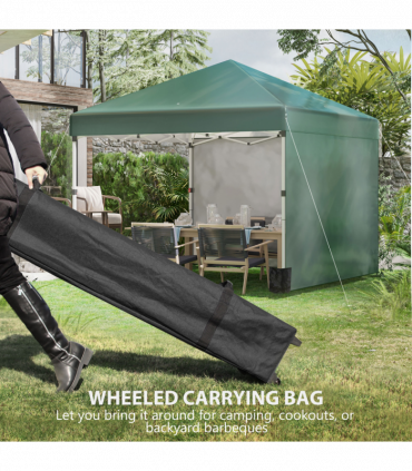 3 x 3 (M) Pop Up Gazebo Event Shelter with 2 Sidewalls, Weight Bags, Green