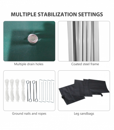 3 x 3 (M) Pop Up Gazebo Event Shelter with 2 Sidewalls, Weight Bags, Green