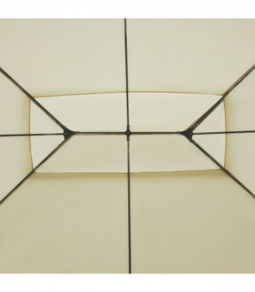 Outdoor 2-Tier Steel Frame Gazebo Beige 398(L)*298(W)*265(H)cm Curtains Included