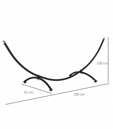 Metal Hammock Stand Frame Black 300cm x 90cm x100cm 3(m) Garden Outdoor Patio