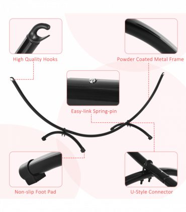 Metal Hammock Stand Frame Black 300cm x 90cm x100cm 3(m) Garden Outdoor Patio