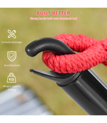 Metal Hammock Stand Frame Black 300cm x 90cm x100cm 3(m) Garden Outdoor Patio