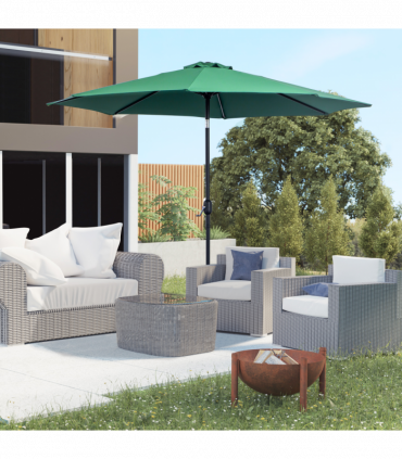 3(m) Patio Umbrella Outdoor Sunshade Canopy w/ Tilt & Crank Green Outsunny