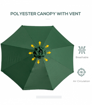 3(m) Patio Umbrella Outdoor Sunshade Canopy w/ Tilt & Crank Green Outsunny