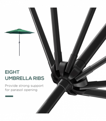 3(m) Patio Umbrella Outdoor Sunshade Canopy w/ Tilt & Crank Green Outsunny
