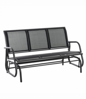 3-Seat Glider Rocking Chair for 3 People Bench Patio Furniture Metal Frame