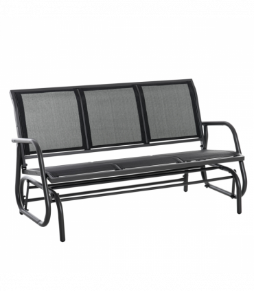 3-Seat Glider Rocking Chair for 3 People Bench Patio Furniture Metal Frame