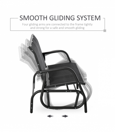 3-Seat Glider Rocking Chair for 3 People Bench Patio Furniture Metal Frame