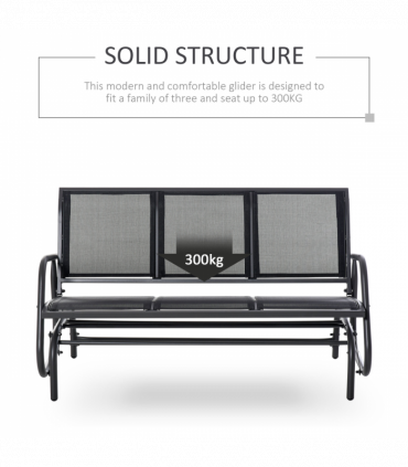 3-Seat Glider Rocking Chair for 3 People Bench Patio Furniture Metal Frame