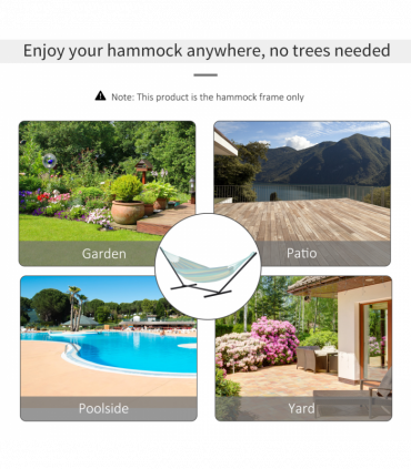 Metal Black 3.6m Long Hammock Stand Frame Replacement Garden Outdoor Patio