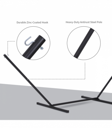 Metal Black 3.6m Long Hammock Stand Frame Replacement Garden Outdoor Patio