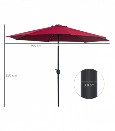 3m Umbrella, Tilt and CrankWine Red