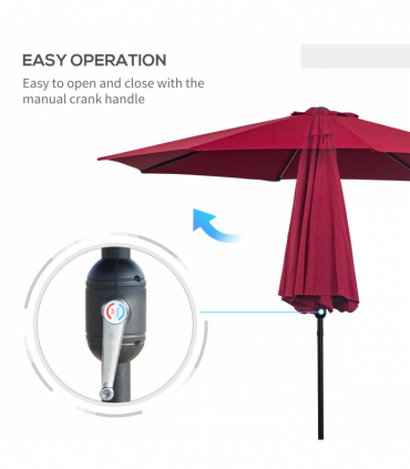 3m Umbrella, Tilt and CrankWine Red