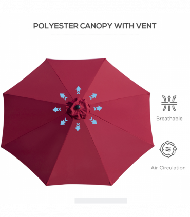 3m Umbrella, Tilt and CrankWine Red