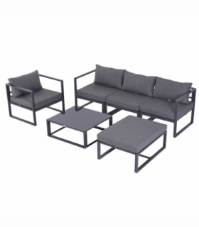 6pcs Garden Sectional Sofa Set Aluminum Frame Coffee Table Footstool Outsunny