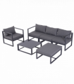 6pcs Garden Sectional Sofa Set Aluminum Frame Coffee Table Footstool Outsunny