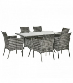 7pc Rattan Garden Furniture Dining Set Wicker Patio Conservatory Seater