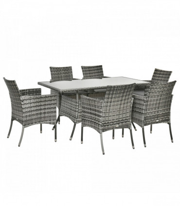 7pc Rattan Garden Furniture Dining Set Wicker Patio Conservatory Seater