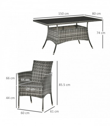 7pc Rattan Garden Furniture Dining Set Wicker Patio Conservatory Seater