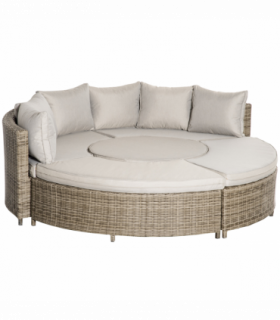 PE Rattan Garden Sofa Set Grey 169cm x 84cm x 75cm Outdoor Furniture Bed