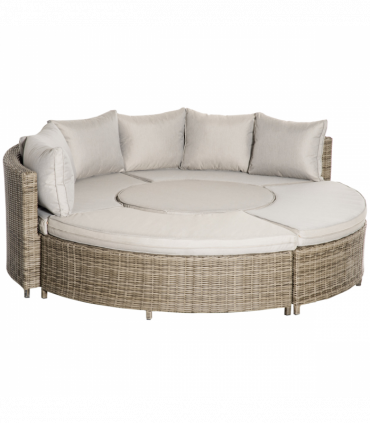 PE Rattan Garden Sofa Set Grey 169cm x 84cm x 75cm Outdoor Furniture Bed