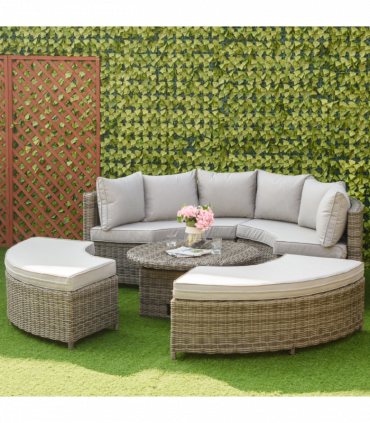 PE Rattan Garden Sofa Set Grey 169cm x 84cm x 75cm Outdoor Furniture Bed