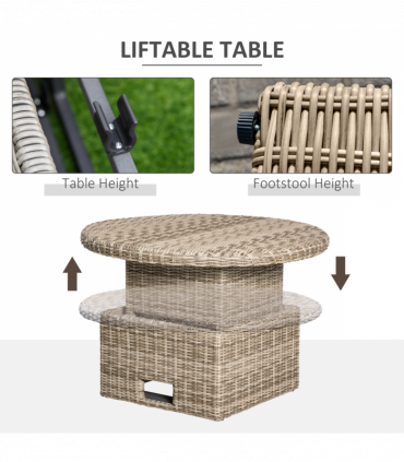 PE Rattan Garden Sofa Set Grey 169cm x 84cm x 75cm Outdoor Furniture Bed