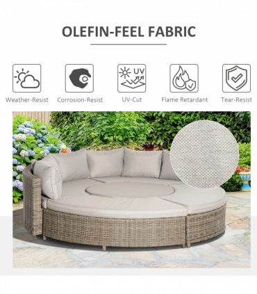 PE Rattan Garden Sofa Set Grey 169cm x 84cm x 75cm Outdoor Furniture Bed