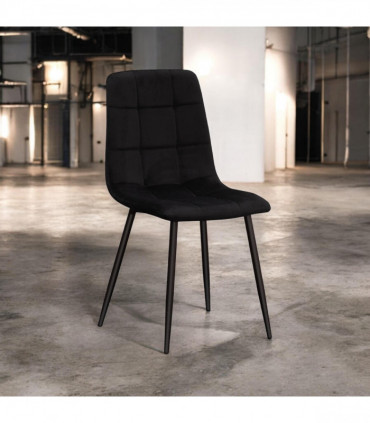 BLACK FABRIC CHAIR BLACK METAL LEGS