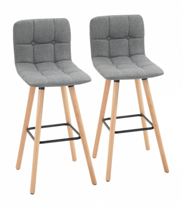 Bar Stool Set of 2 Armless Button-Tufted Counter Height Bar Chairs Grey