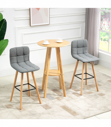 Bar Stool Set of 2 Armless Button-Tufted Counter Height Bar Chairs Grey