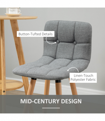 Bar Stool Set of 2 Armless Button-Tufted Counter Height Bar Chairs Grey