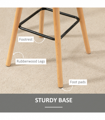 Bar Stool Set of 2 Armless Button-Tufted Counter Height Bar Chairs Grey