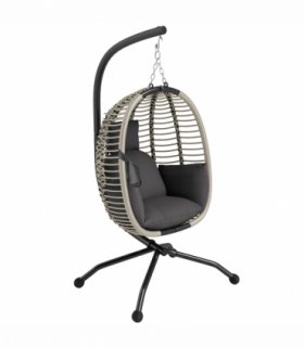 Comfortable Dark Grey Folding Basket Chair with Cup Holders for Relaxation