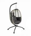 Comfortable Dark Grey Folding Basket Chair with Cup Holders for Relaxation