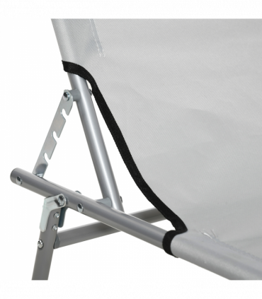 Folding Chair Sun Lounger w/ Sunshade Garden Recliner Hammock Grey