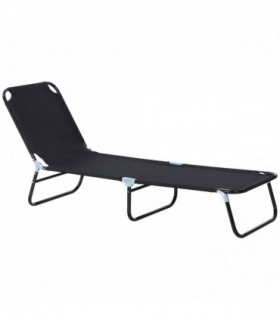 Folding Lounge Chair Outdoor Chaise Lounge for Bench Patio Black