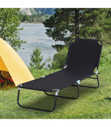 Folding Lounge Chair Outdoor Chaise Lounge for Bench Patio Black