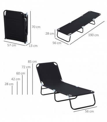 Folding Lounge Chair Outdoor Chaise Lounge for Bench Patio Black