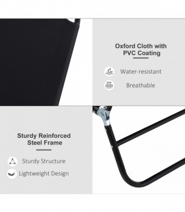 Folding Lounge Chair Outdoor Chaise Lounge for Bench Patio Black