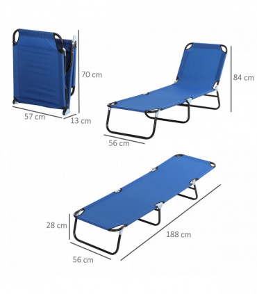 Folding Lounge Chair Outdoor Chaise Lounge for Bench Patio Blue