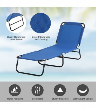 Folding Lounge Chair Outdoor Chaise Lounge for Bench Patio Blue