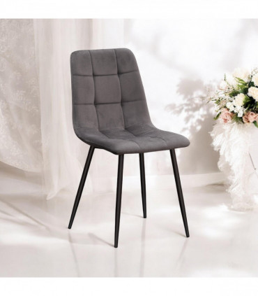 GREY FABRIC CHAIR BLACK METAL LEGS